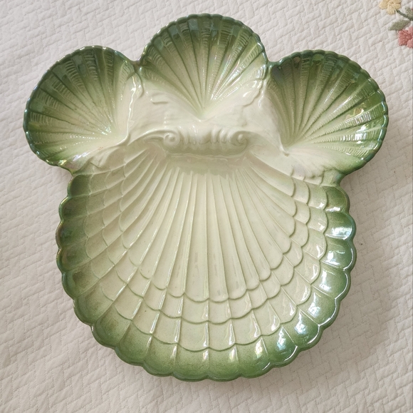 CALIFORNIA USA POTTERY #285 Shell Oyster Relish Dish, Chip/Dip Tray - Picture 2 of 5